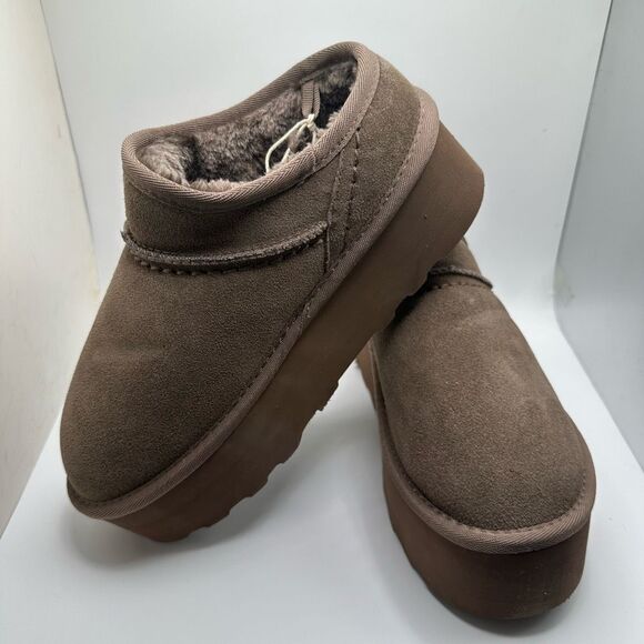 CUSHIONAIRE Women's Genuine Suede Cozy Mule Platform +Memory Foam 7.5 BROWN NWT - Picture 7 of 7